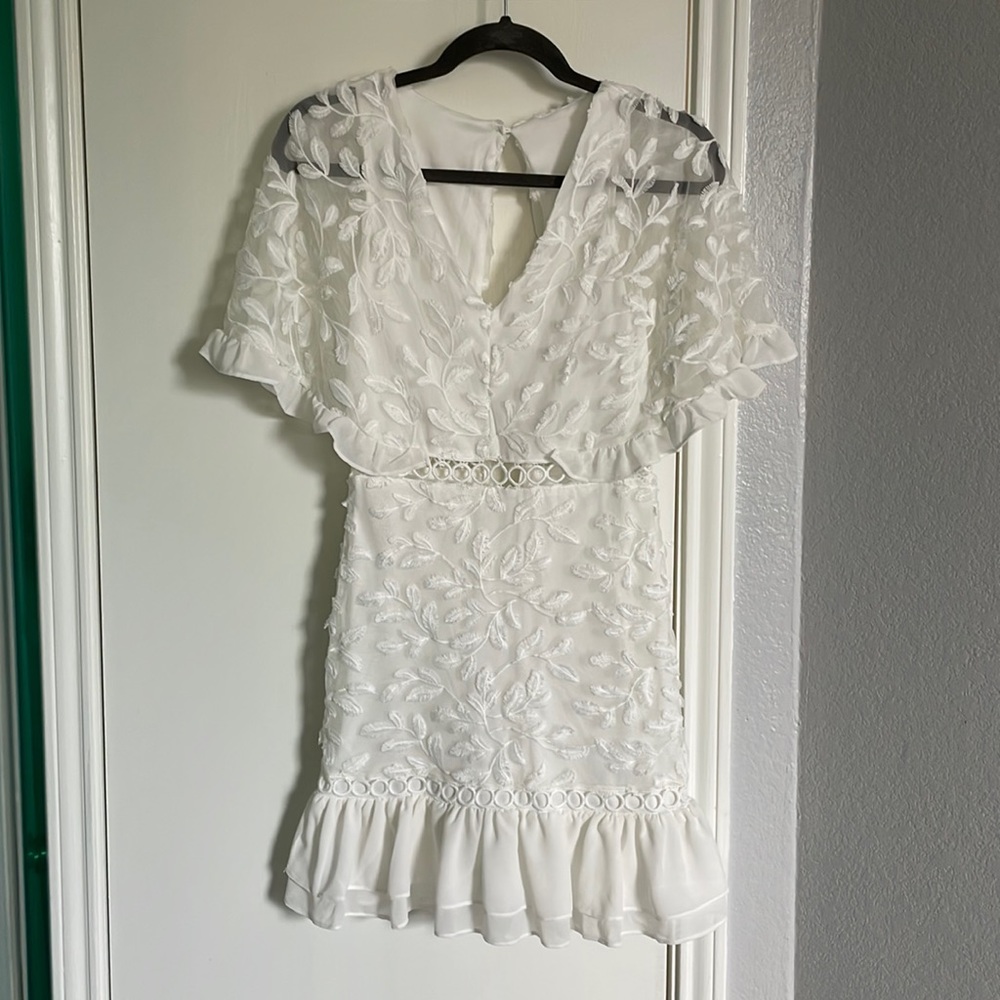Shein White Floral Dress with ruffles